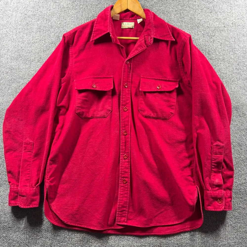 L.L. Bean Shirt Mens 16 Vintage Chamois Cloth Made in USA Heavyweight